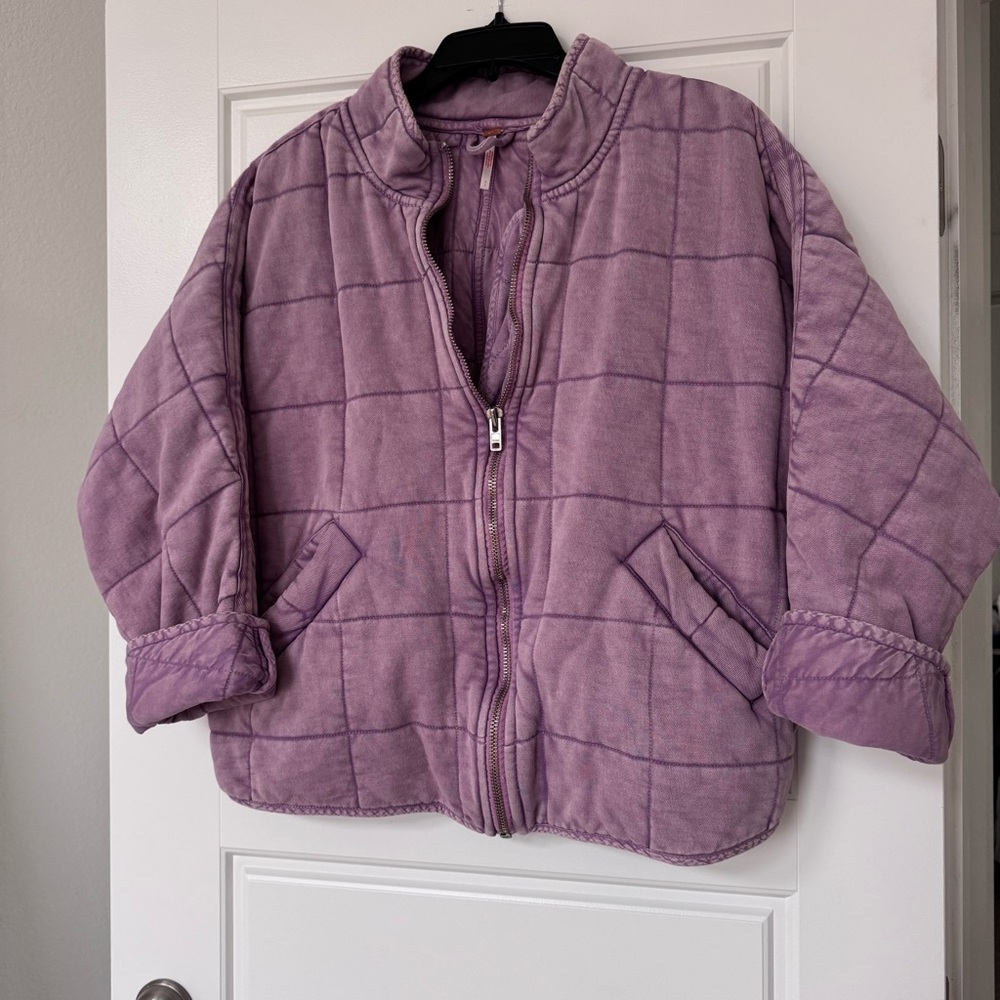 Free People Quilted Dolman Jacket in Lavender